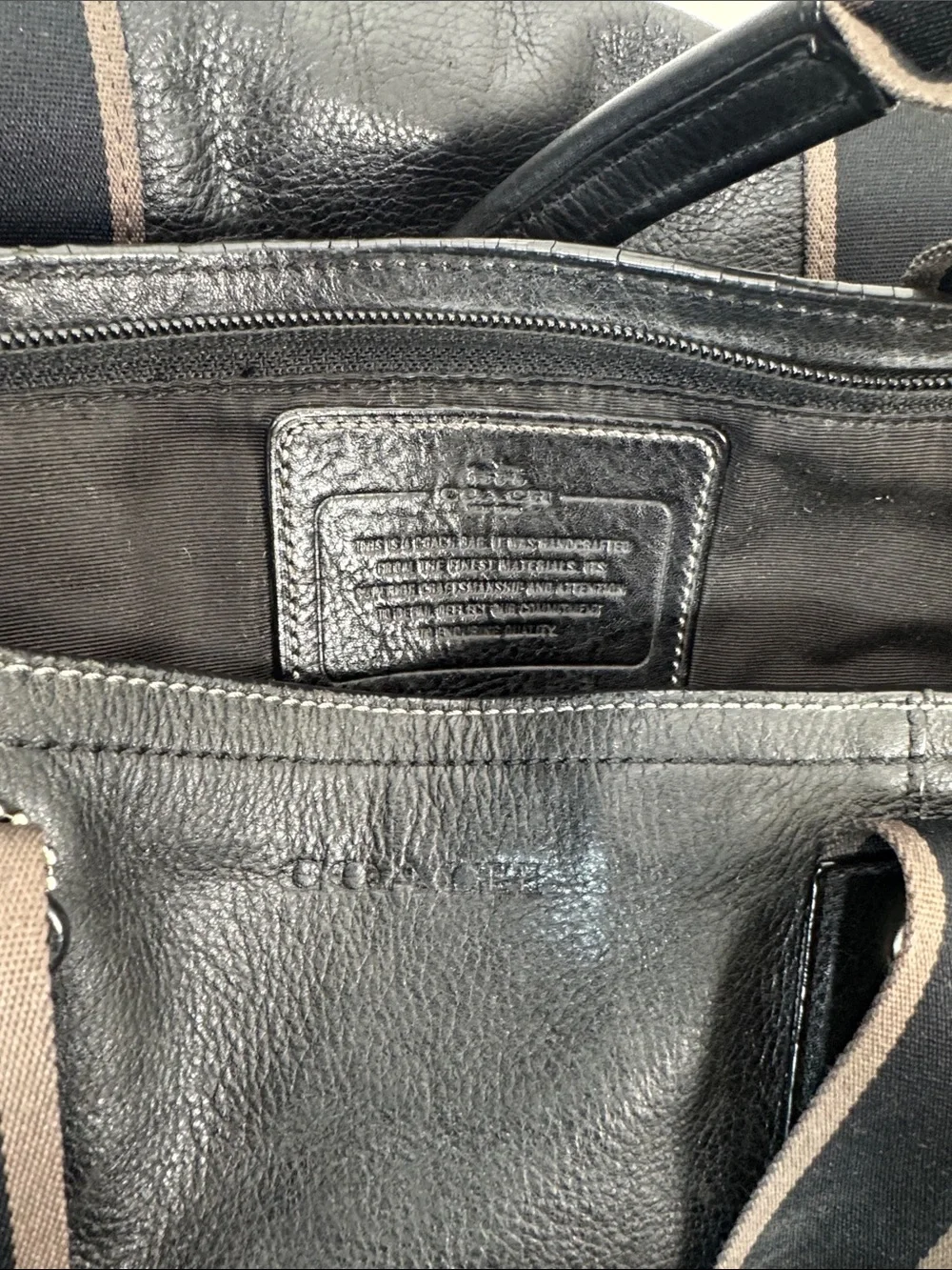 Coach F70558 Black Leather Tote Work Laptop Bag Unisex w/ Strap